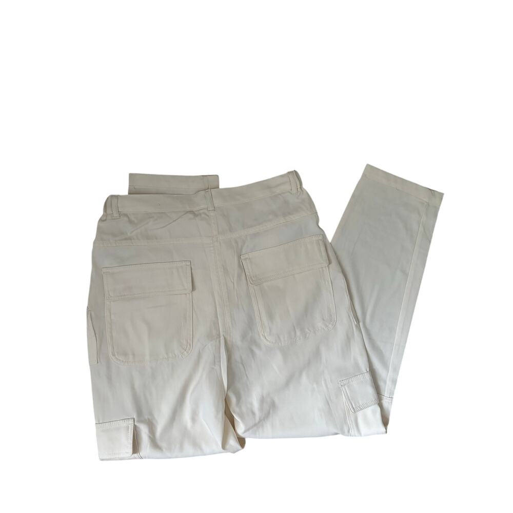 NWT Max Studio London Ivory Cargo Utility Pants Relaxed Tapered Casual Trousers - Picture 7 of 7